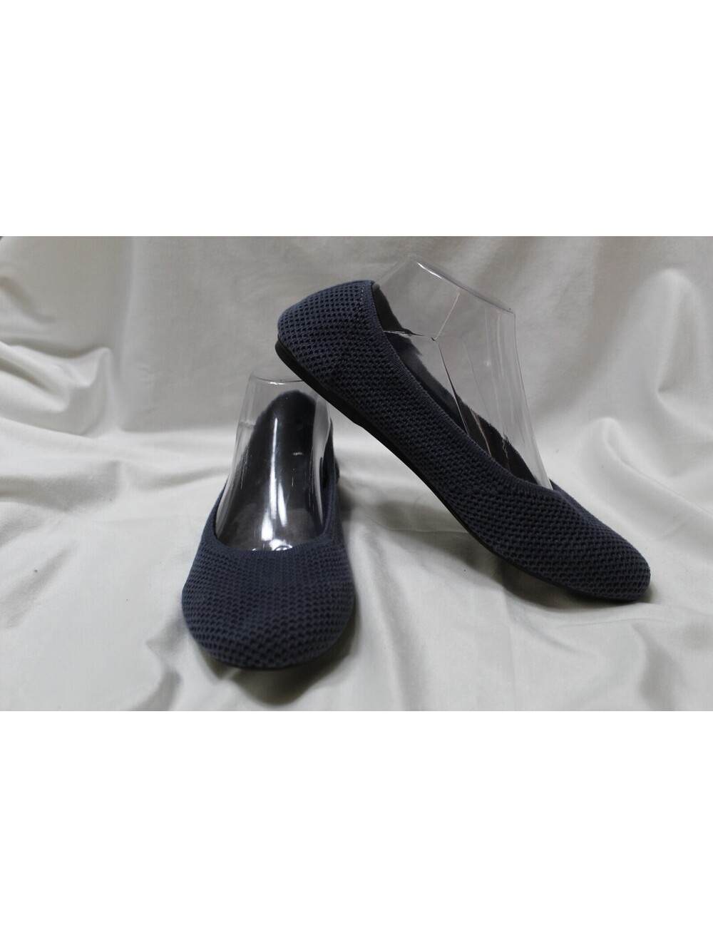 Women's Mesh Ballet Flats Size 10 Wool Insoles Denim Blue Round Toe